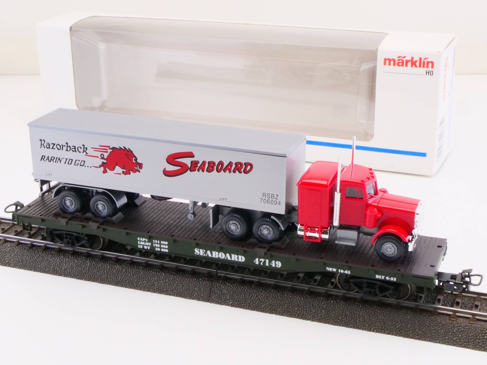 Märklin 4865 Flatcar Seaboard Wiking Peterbilt US For Big Boy OVP ST BL 1706-0