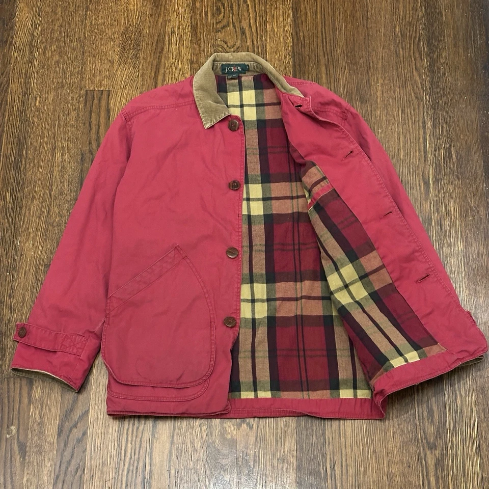 Vintage J. Crew 90’s Barn Jacket, Flannel Lined, Corduroy Collar, Size Small - Image 4 of 4