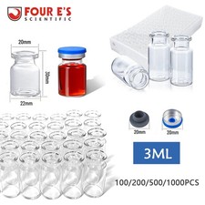 1000PCS 3ml Headspace Vials Clear Glass Bottle 20mm Crimp top Flat Bottom HPLC