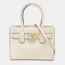 Tory Burch Gemini Link Small White Leather Tote