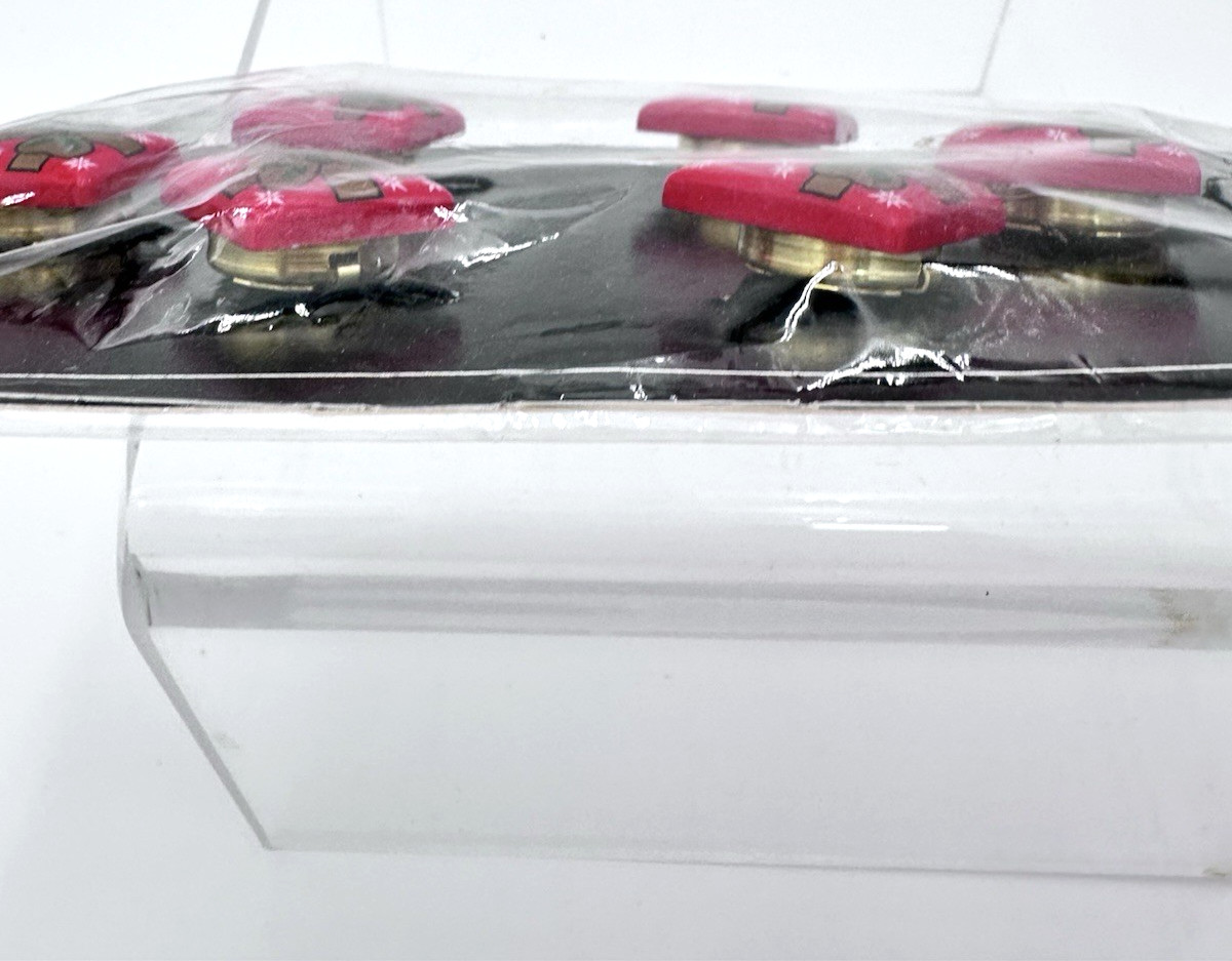 Vintage Christmas HolidayWrapped Package Button Covers S/6 NOS