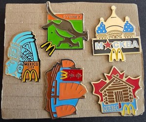 vintage McDonald's "Around the World" promotional pins 90s