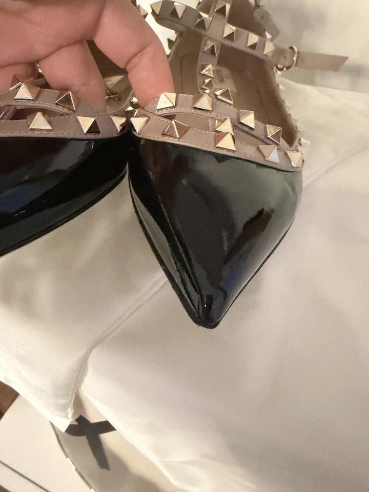 Correa de tobillo Valentino Garavani Rockstud 40 1/2 auténtica negra Foto 3 de 4