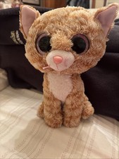 Ty Tabitha Beanie Boo Plush Toy Orange Tabby Striped Cat Sitting Kitten