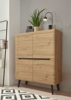 Highboard Torge Stauraumschrank 107Cm Artisan Eiche Schwarz Grifflos Mdf Modern