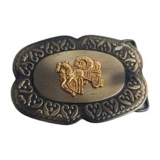 Vintage Covered Wagon Horse Drawn Carriage Metal Belt Buckle Light Weight