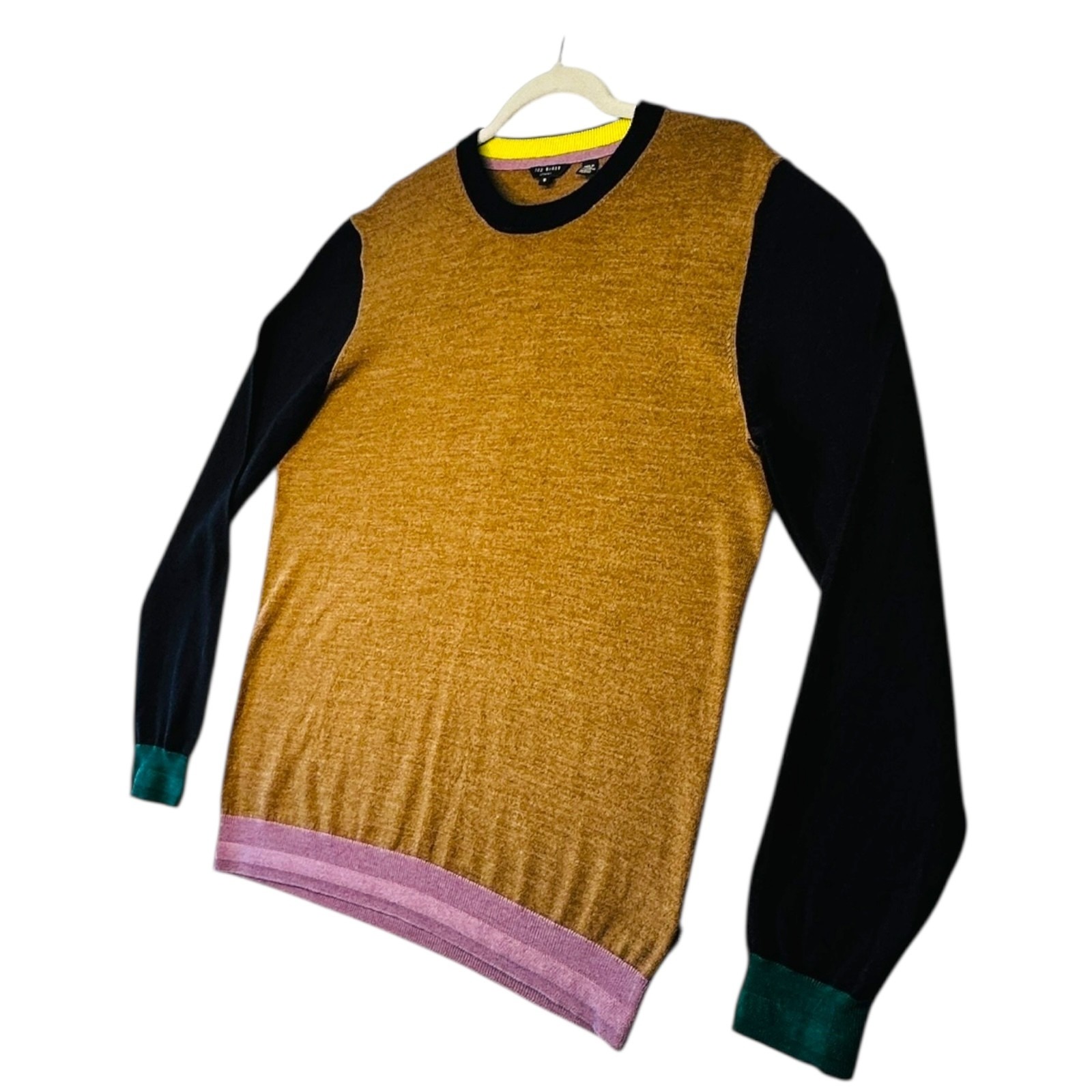 Ted Baker 5 Jumper Men's UK Size XL Brown Long Sleeve Designer Embroidered Logo image 2