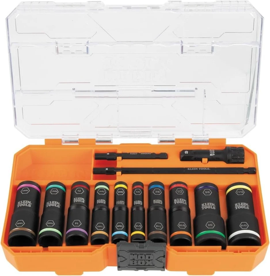 Compact KNECT Flip-20 Deep Impact Socket Set with Color-Coded Sizes & Adapters - Image 3 of 4