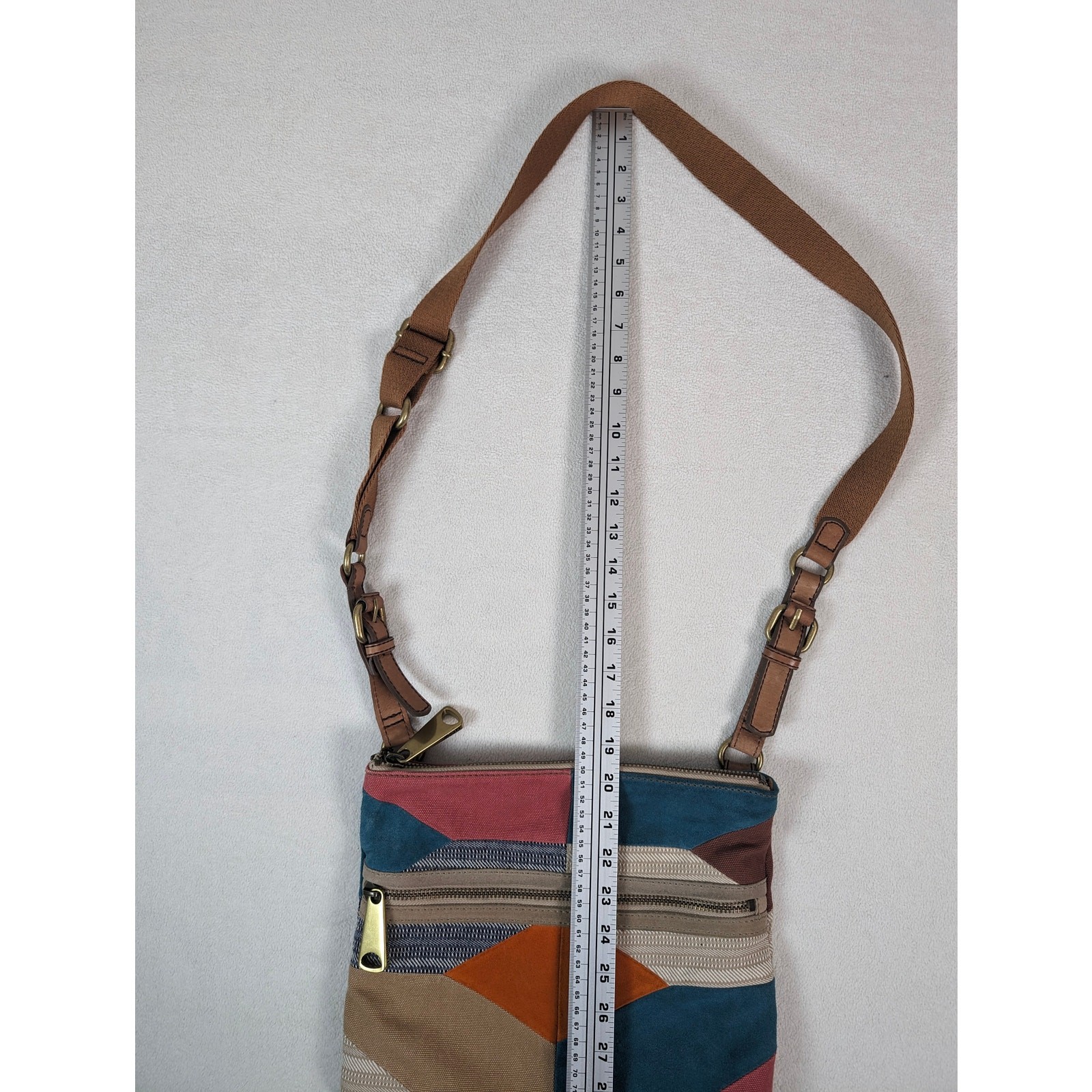 Fossil Multicolor Patchwork Suede Canvas Crossbod… - image 10