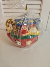 Vintage Detailed Hand Painted Noah's Ark Candle Heavy Animals Colorful Nursery 