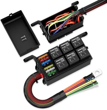 Daiertek 12V Relay Box 6 Way12 AWG Pre-Wired Waterproof Relay Box 6 Slot ATC/ATO