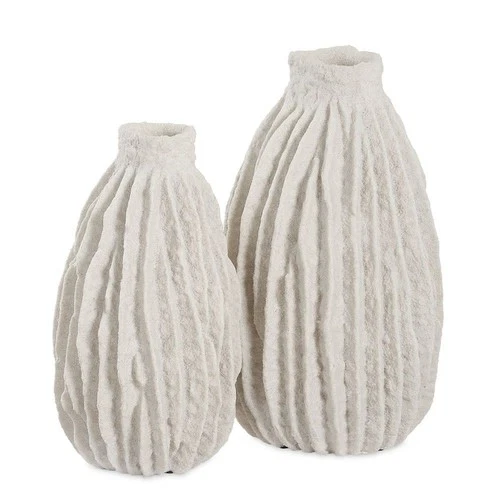 Uttermost 18200 Ivory Ridge 14" Tall Polyresin Vase - Set of 2 - Off White - Picture 1 of 3