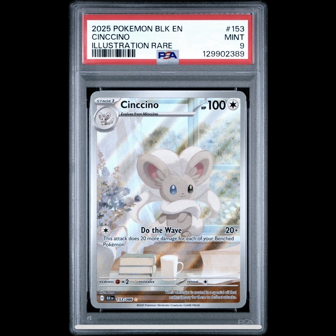 2025 Pokémon Black Bolt Cinccino 153/086 PSA 9 Mint