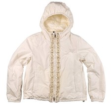 Moncler Argent Floral Rhinestone Polyester Down Jacket, Ivory S/M