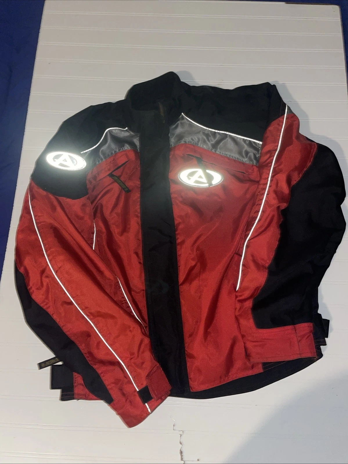 AGV Sport Motorcycle Jacket Men's XL Black Red Zip Heavy Nylon Polyester - product detail image 3