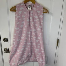 HALO Sleep Sack Pink Swans Fleece Swaddle Wearable Blanket Size Large 12-18 Mo