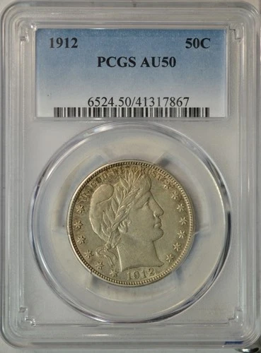1912 Barber half dollar, PCGS AU50