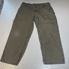 Carhartt Canvas Relaxed Fit Pants Men's 40 X 30 Brown Cotton Workwear Carpenters