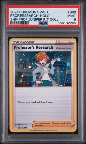 2021 POKEMON SWORD & SHIELD SHINING FATES #060 PROFESSOR'S RESEARCH-HOLO PSA 9
