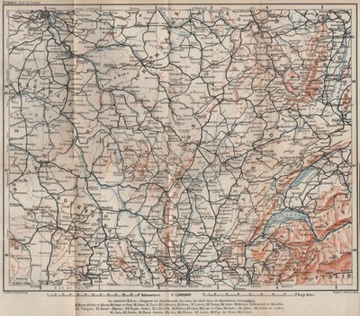 OSTFRANKREICH Bourbonnais Nivernais Champagne Bourgogne Franche-Comté 1905 Karte