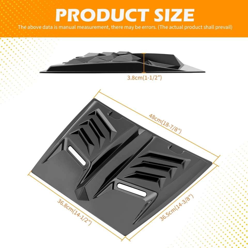 Black Air Flow Scoop Hood Intake Vent Bonnet Trim Cover Universal Car Decorative - Image 3 of 4