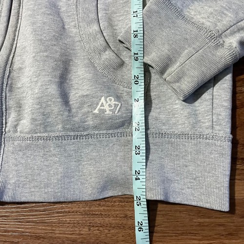 Aeropostale Full Zip Hoodie tailliert leichter Kordelzug Pullover grau Damen M - Bild 7 von 8