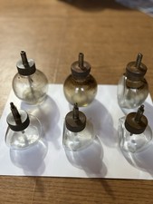 Lunkeheimer drip oilers(4) &Vacuum Oil Co. Drip Oilers(2) Brass/glass, Antique