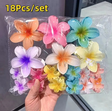 18pcs Gradient Flower Hair Clips Candy Color Claw Set 8cm/4cm for Daily Use