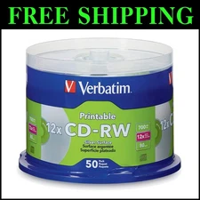 Rewritable CD-RW 700MB with Full-Color Printable Surface - 2X-4X Speed, 50 Discs