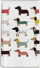 NEW x DACHSHUND design  waffle TEA TOWELS / TOWEL 45 x 66 cm Sausage dog dogs