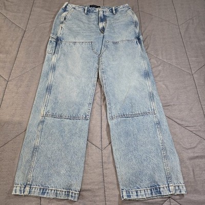 Abercrombie & Fitch Double Knee Rigid Denim Baggy Jeans Mens 34x33 Carpenter