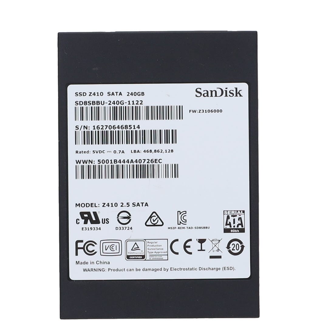 Sandisk Z410 SD8SBBU-240G-1122 240GB 6Gbps 2.5inch SATA SSD- 1yr Wty