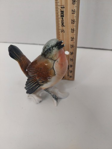 Vintage Karl Ens Porcelain Wren Bird On Branch Figurine - Picture 8 of 10