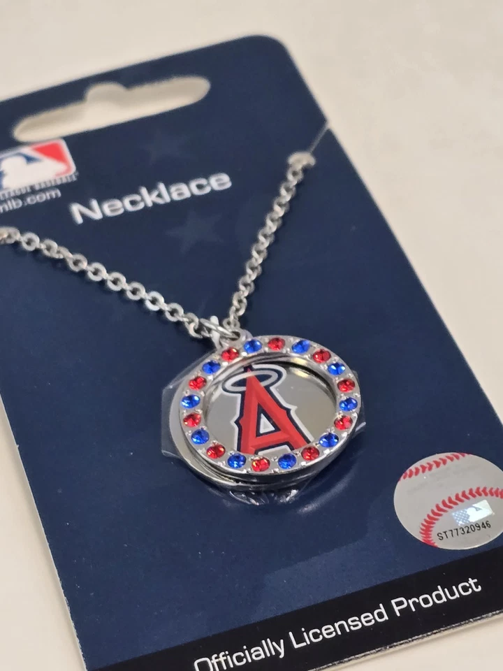 Game Time Los Angeles Angels MLB logo Disc chain necklace Rhinestone Accent New - Image 3 of 4