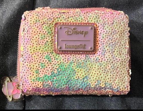 Loungefly Disney Minnie Mouse Ears Holographic Sequined Small Zip Wallet