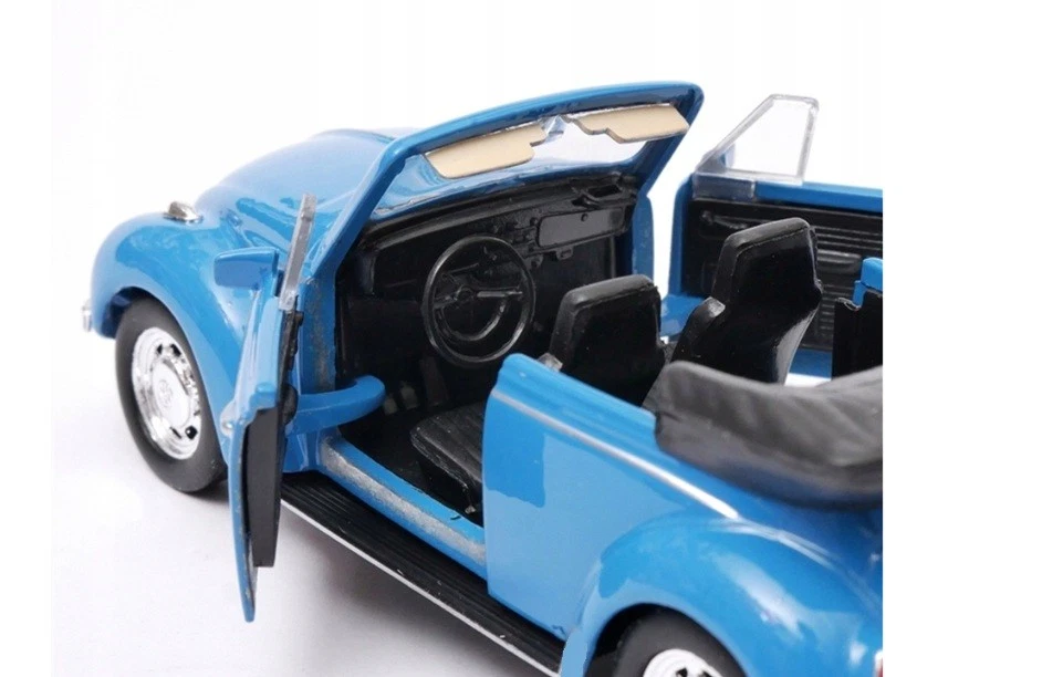 Welly Volkswagen Maggiolino Cabrio Blu Scala 1:34 1:39 Auto 4,5 Pollici in... - Immagine 4 di 4