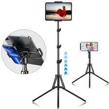 Floor Tripod Stand Mount Tablet Holder 4 Section Poles Adjustable For Ipad Phone