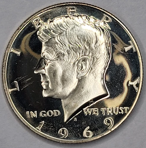 1969-S GEM PROOF CAMEO KENNEDY HALF DOLLAR 40% SILVER