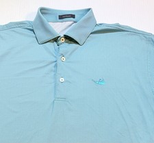 Mens Turtleson Polo Shirt Green Blue Geometric Golf Performance Size Large