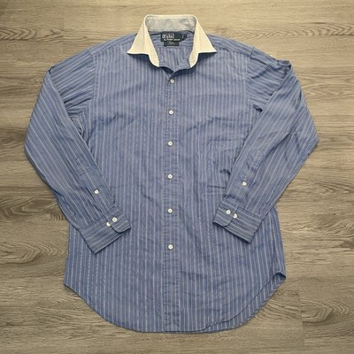 VTG Polo Ralph Lauren Regent Striped Size M Button-Up Shirt Rare Rugby Style