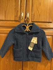 NWT Carraig Donn Blue Cable Knit 100 Merino Wool Full Zip Sweater Child S
