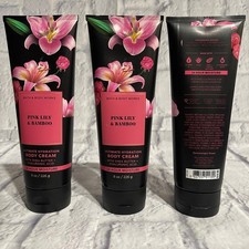 3 Bath  Body Works Pink Lily  Bamboo Ultimate Hydration 24 HR Body Cream 8 OZ