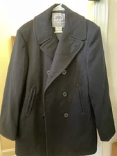 DSCP Quarterdeck Collection Peacoat Mens 40L Solid Black Wool Sterlingwear