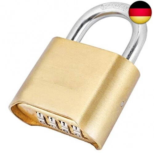 Zahlenvorhängeschloss, 4-stelliges rostfreies Messing-Passwortschloss - Bild 1 von 7