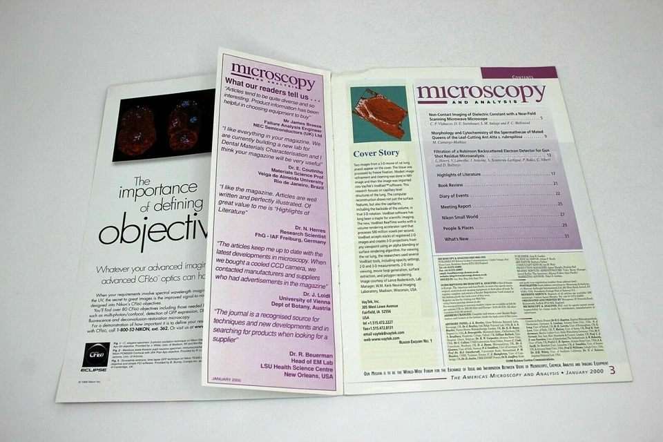 Microscopy and Analysis Magazine Jan 2000, Issue 40. Rare Microscope Science - Image 3 of 3