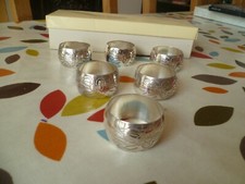 Silver plated engraved napkin rings x 6 -&nbsp; Retro 1980s - Unused