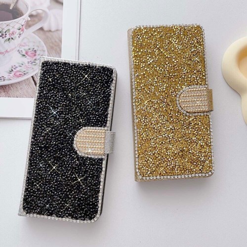 Bling Glitter Flip Wallet Phone Case For iPhone 15 14 13 12 11 Pro Max XR XS 7 8 - 第 3/19 張圖片
