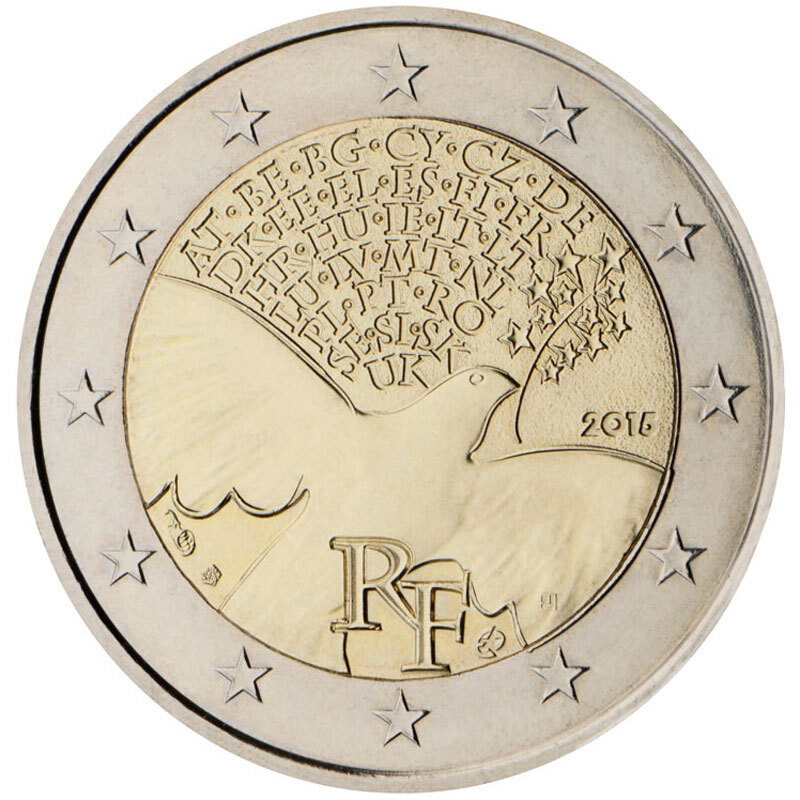 France 2015 2 € Euros Commémoratifs 70 De Paix En Europe