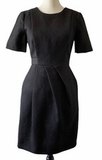 Whistles Black Pencil Dress UK 8 Fitted Pleated Office Work Party Elegant