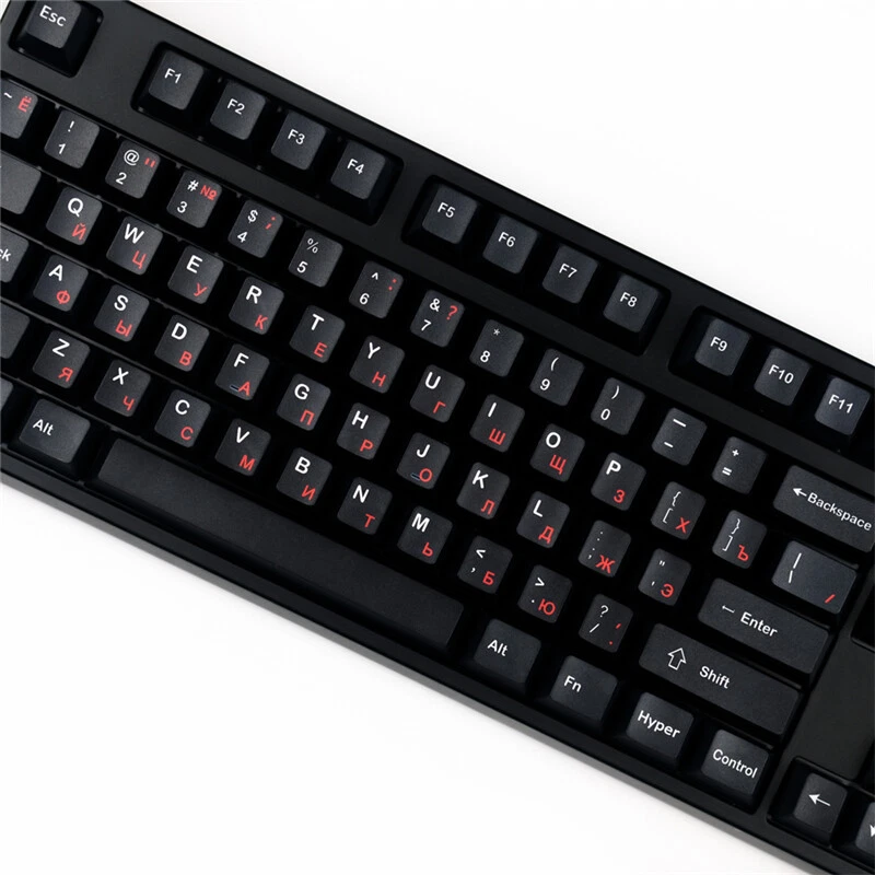 Black Simple Russian Keycap Cherry PBT 128 KeyCaps in Box for Cherry MX Keyboard - Image 3 of 4
